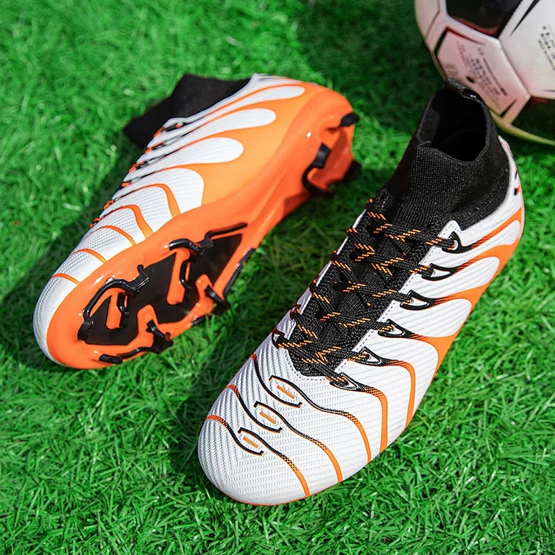 Men Soccer Shoes Sport FG/TF Outdoor Football Boots Training Boys Match Non Slip Long Spikes Cleats Indoor Futsal Comfortable