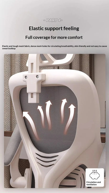 Ergonomic Office Chair Adjustable Lumbar Support Mesh High Back Swivel Computer Gaming Chair Reclining Armrest White Black