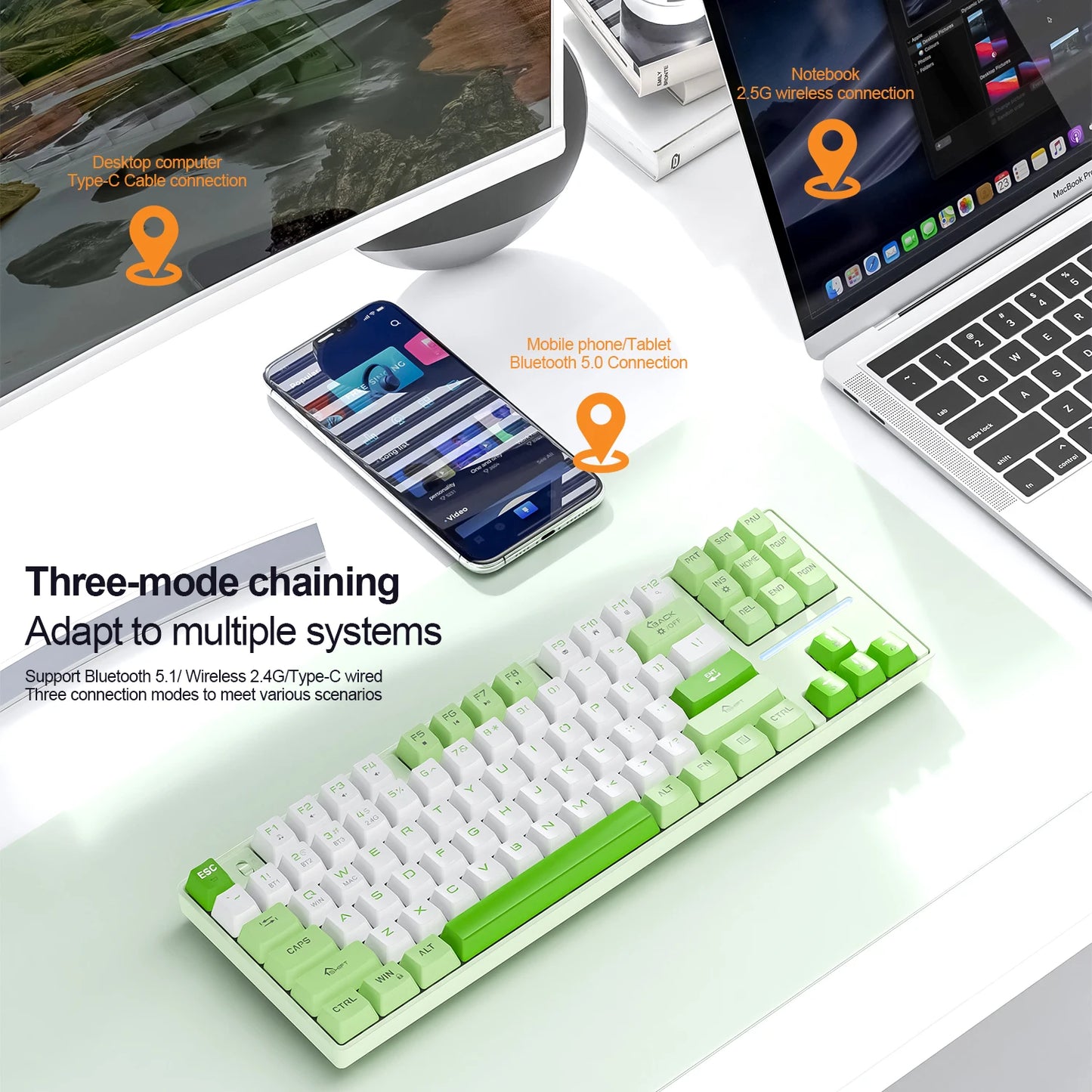 Tastiera meccanica wireless Bluetooth SMAILWOLF MK87 per gaming e-sport, hot-swap full key, tastiera personalizzata