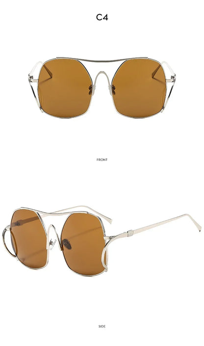 Y2k Polygon Oversized Sunglasses Women Luxury Brand Metal Sun Glasses Fashion Personality Outdoor Retro Eyeglassess Uv400 Men
