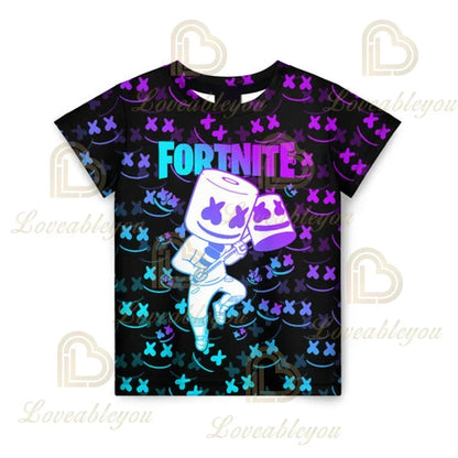 Fortnite Adult Children's Clothing 3D Digital Printing Loose Large Size Short-sleeved T-shirt Kids Summer Tee Tops