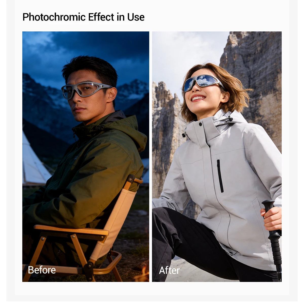 Kapvoe Turistické sluneční brýle Módní sluneční brýle pro muže na kempování Fotochromatické cyklistické brýle Brýle na horská kola Rybářské brýle Sportovní brýle