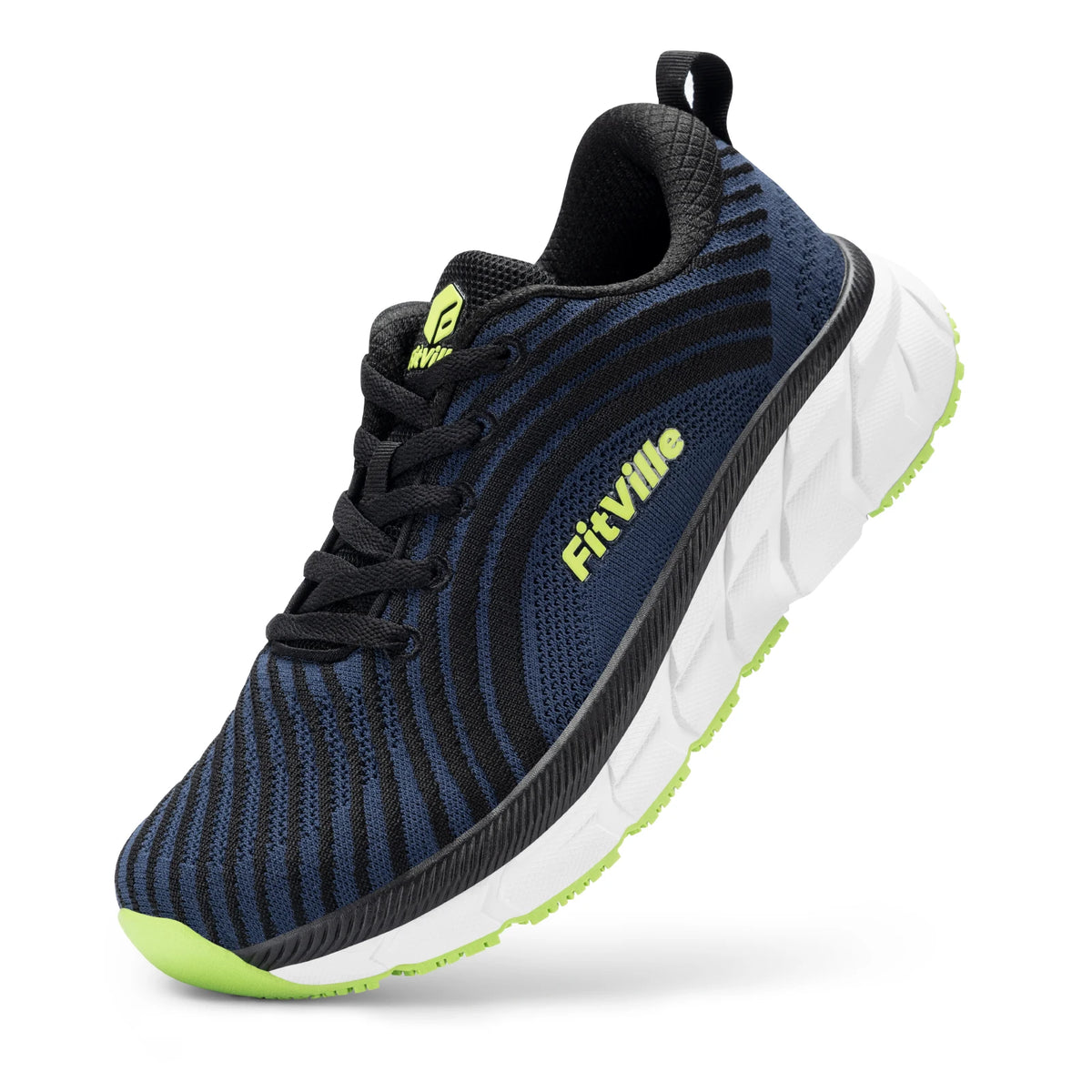 FitVille skor med bred tåbox för män, väl vadderade, extra breda, halkfria, breda, lätta och andningsbara löparskor