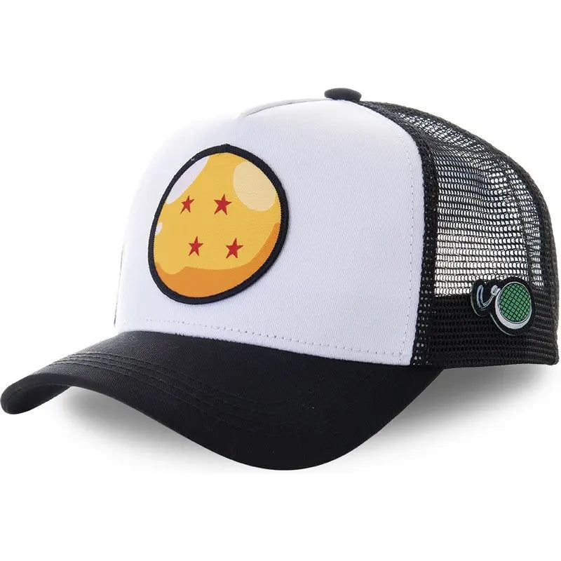 Dragon Ball Son Goku-Kappe, Sommer-Reisekappe mit Schirm, Herren-Kappe mit Stickerei, im Hip-Hop-Stil, Sonnenvisier, verstellbare Trucker-Kappe aus Netzstoff