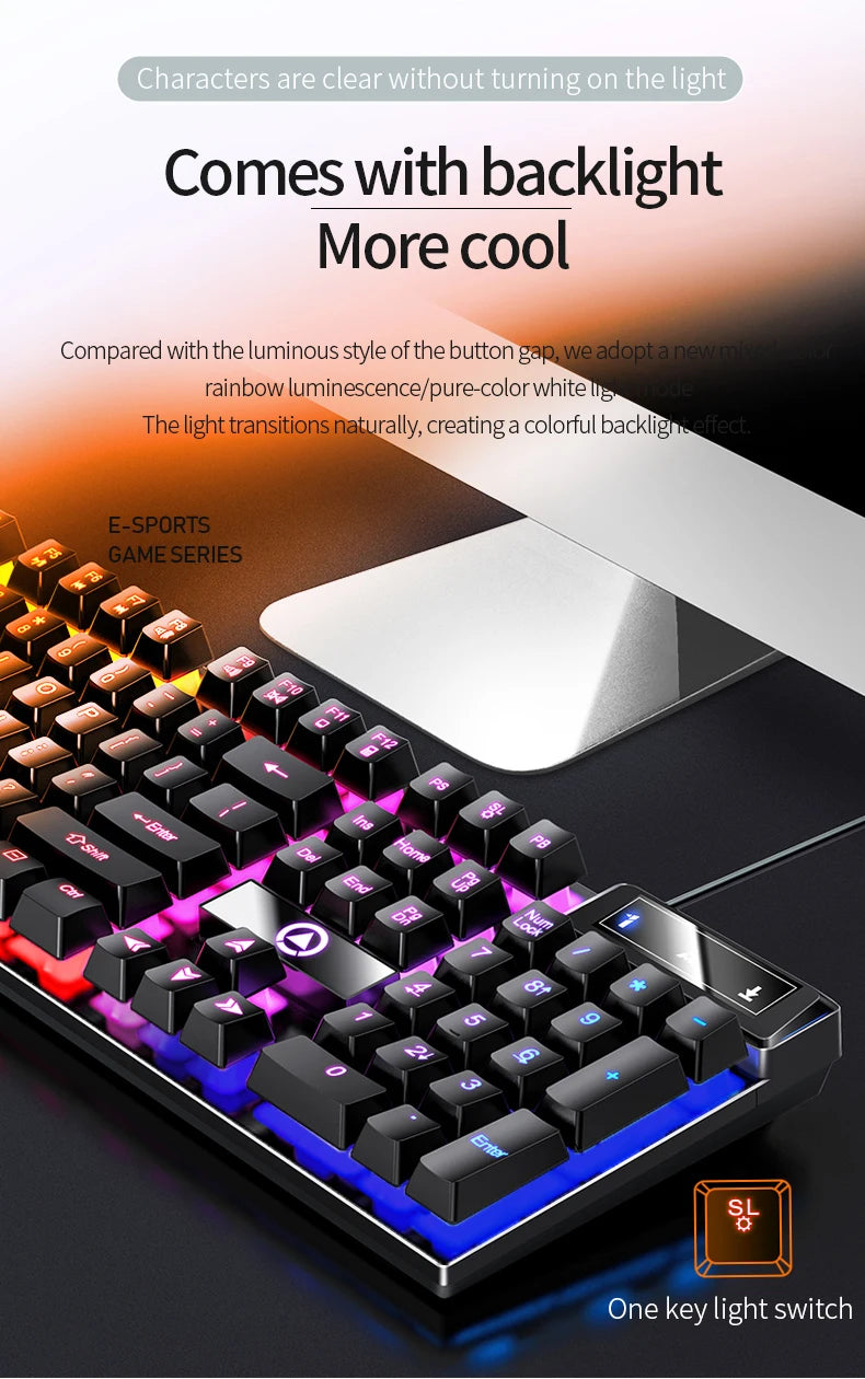 YINDIAO K500 Wired Gaming Keyboard for Laptop Desktops PC Computer Office Accessories Low Profile Gamer Keyboards with Numpad