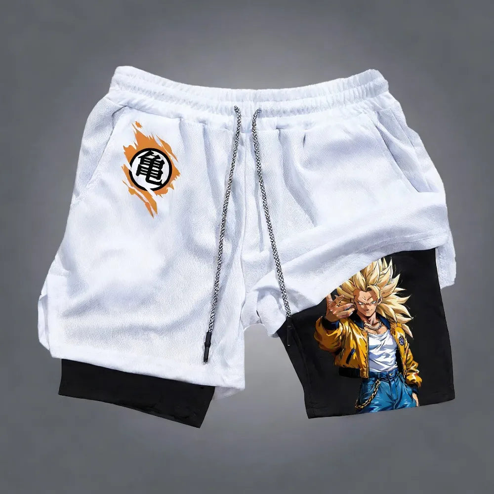 Dragon Ball Goku Unisex Harajuku Anime Printed 2026 Summer New Product Loose Sports Breathable Quick Drying Double Layer Shorts