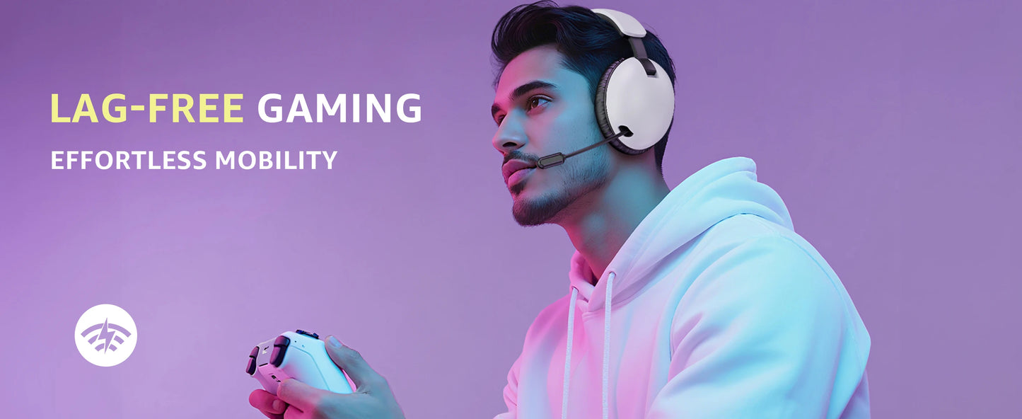 Auscultadores Gaming Sem Fios Acinaci BL500 2.4G Bluetooth 5.3 e com Fio – Microfone com Cancelamento de Ruído, Bateria de 30H, Drivers de 50mm para PC, PS5, PS4