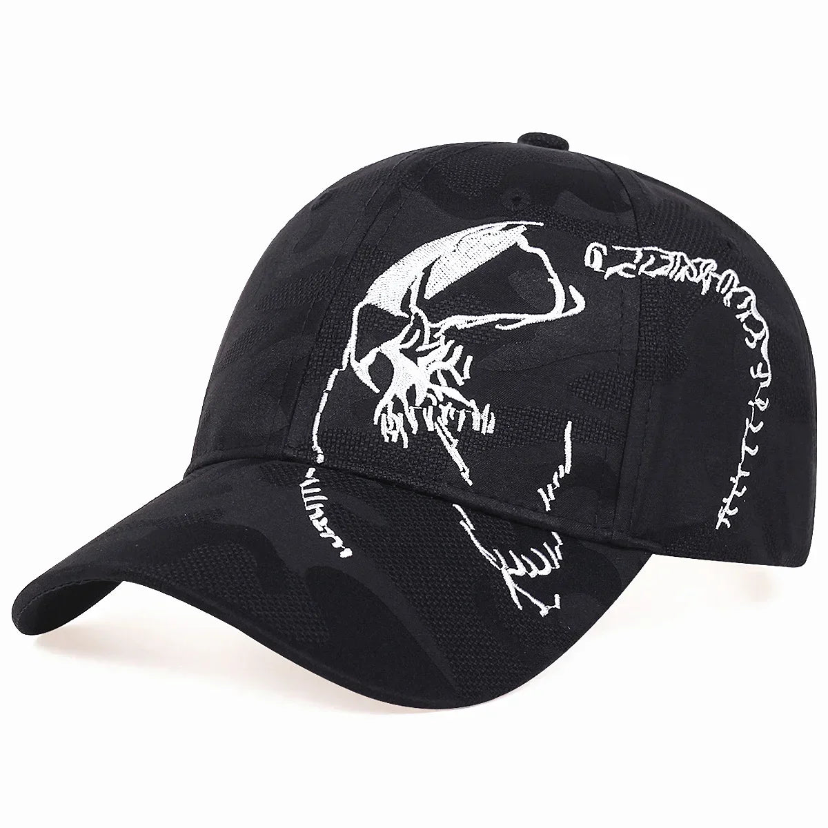 Casquette de baseball unisexe à motif brodé et design squelette, ajustable, pour le plein air, printemps et automne, chapeau décontracté de protection solaire