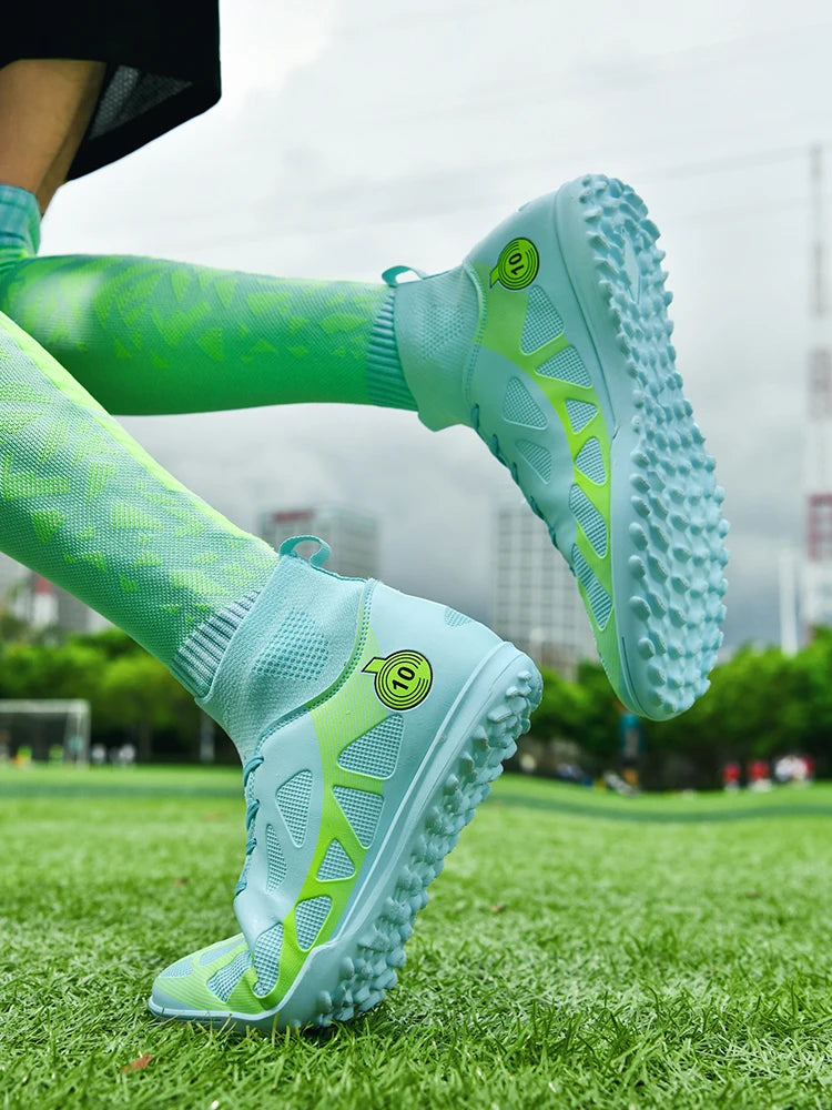 Professional Sports Football Shoes TF Broken Nail Teenagers Durable Wear Resisting Training Shoes Adult High-Tops Soccer Shoes