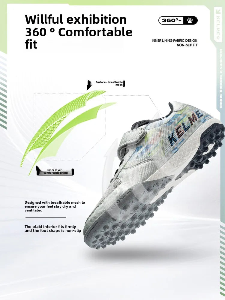 Chaussures de football pour enfants Kelme Tf Nail pour élèves du primaire – Chaussures de football à cinq sur gazon artificiel