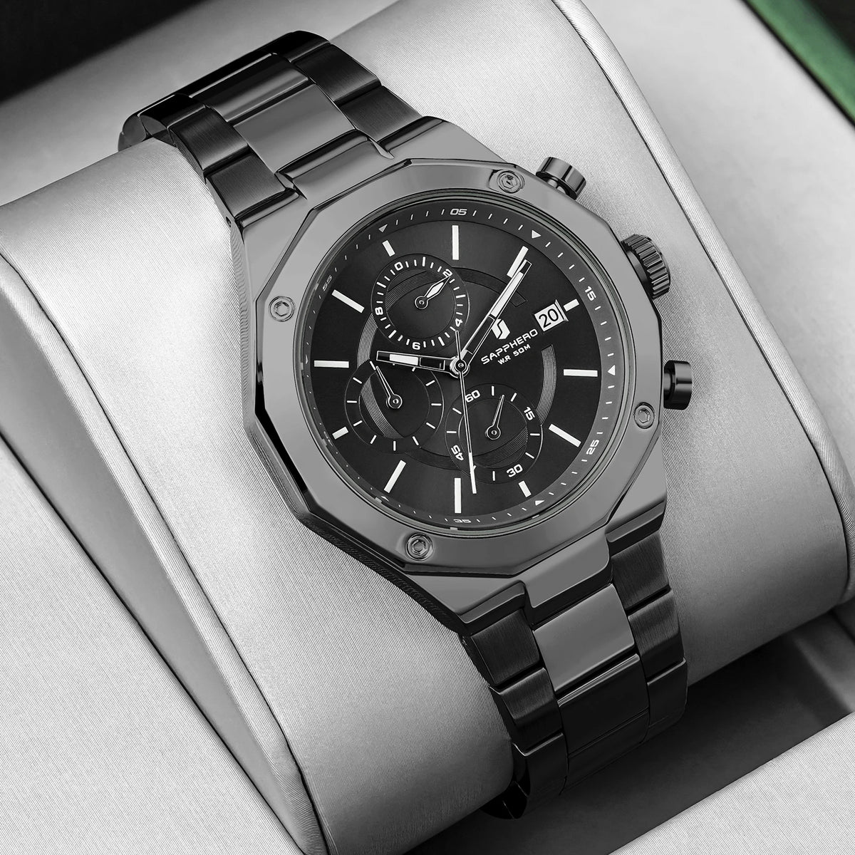 SAPPHERO Rose Gold Men Watch Fashion Luxury Clock Stainless Steel Watch 50m Water Resistance Watch For Men New Year Gifts
