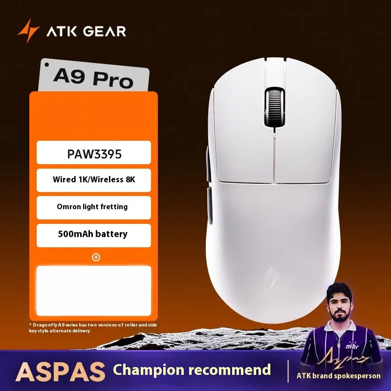 Mouse da gaming wireless ATK A9 Ultra Tri Mode 8K, 53g, ultraleggero, A9/A9 SE/A9 Plus/A9 Pro, mouse da gaming e-sport per PC, regalo personalizzato