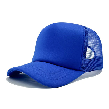 Sponge Mesh Baseball Cap - Unisex Solid Color Trucker Hat Adjustable UV Protection Fashion Breathable Snapback Sun Hat