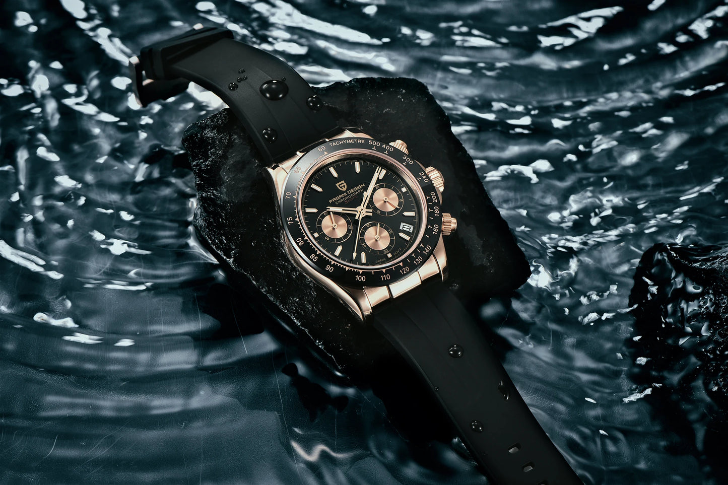 PAGANI DESIGN New Gold Blue Luxury Quartz Watch For Men Gift Box VK63 Movt Chronograph Sapphire Crystal Stainless Steel Watch