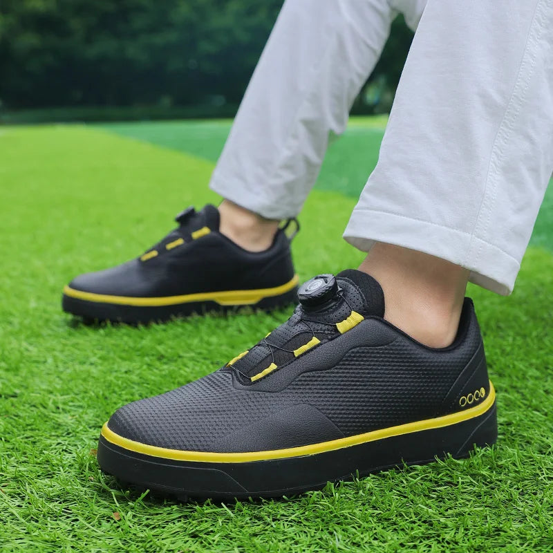 Paar Golfschuhe für Herren, weiß, wasserdicht, mit drehbarer Schnalle, Fitness, ohne Spikes, rutschfest, Golf, Golfer, Training, Golf-Sneaker, Damen