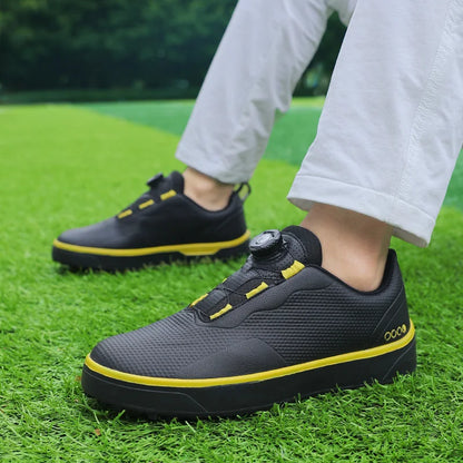 Paar Golfschuhe für Herren, weiß, wasserdicht, mit drehbarer Schnalle, Fitness, ohne Spikes, rutschfest, Golf, Golfer, Training, Golf-Sneaker, Damen
