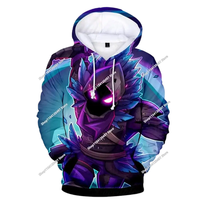 Children's Fortnite Anime Hoodie Men's Streetwear Hip-Hop Sportswear Casual Loose Fit Sweatshirt Outdoor Fashion