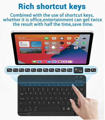 Mini teclado Bluetooth RGB inalámbrico de 10 inch con retroiluminación, panel táctil y compatibilidad con IOS, Android, Windows e iPad