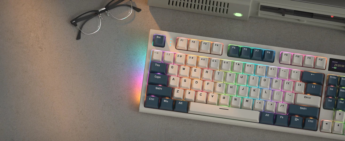 RK86 Wireless Mechanical Keyboard 75% TKL Tri-Mode Gaming Keyboard, Hot Swappable RGB Mechanical Keyboard with Gasket Mount, TFT Smart Display