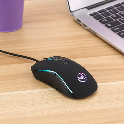 Exklusiv professionell optisk gamingmus med LED-bakgrundsbelysning i 7 klara färger och ergonomisk design, 3200 DPI, för LOL CS-gamers