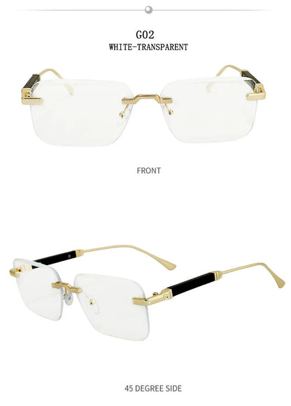 Čtvercové sluneční brýle pro ženy, trendy vintage designové bezrámové sluneční brýle pro muže, módní brýle na dovolenou, Lentes De Sol Mujer