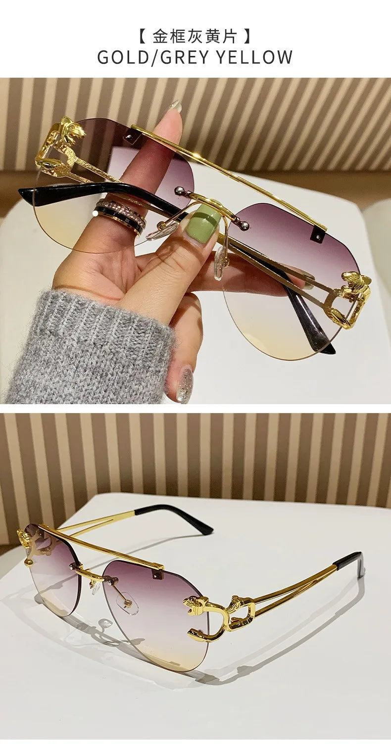 Dámské sluneční brýle bez obrouček, luxusní značkové, vintage, UV400, pánské sluneční brýle, Lunette, Shades De Soleil, Femme, Gafas De Sol Mujer, Lentes