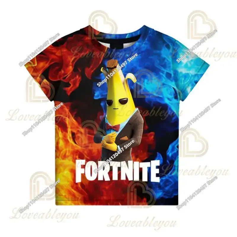 Fortnite T Shirt for Kids Banana Peely T-shirt Men's Women's Tshirt Battle Royale Game T Shirt Harajuku Summer Tops
