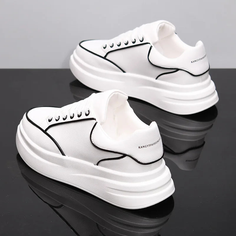 Sapatos brancos pequenos para casal, sapatos de homem, sapatos desportivos de mulher, ténis de homem, sapatos desportivos casuais com aumento de altura no interior