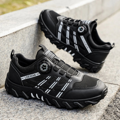 Chaussures de randonnée décontractées pour homme, toutes saisons, design slip-on confortable et respirant avec boucle rotative, baskets en PVC à semelle épaisse