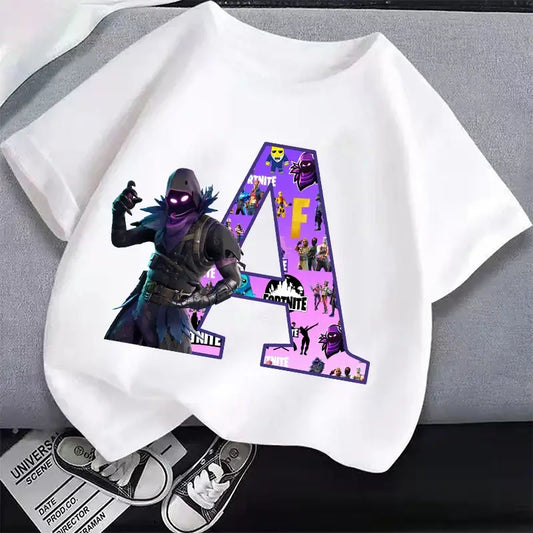 New Fortnites Kids T-shirts Cartoon Letter Graphic T-shirts Boys Girls Summer Casual Sports Short Sleeves Tops Children Clothing