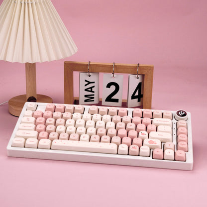 Sakura Pink MOA Keycaps PBT 142 Keys Cream Strawberry for 60/64/84/98/108 Gaming Mechanical Keyboard MX Switch