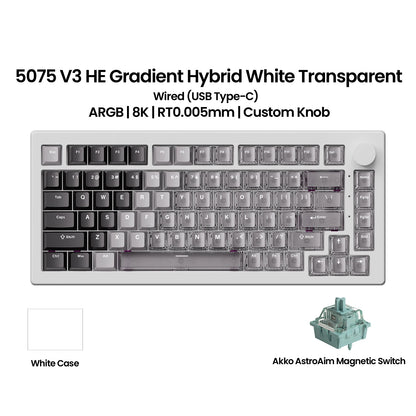 Akko 5075 V3 HE Magnetische Tastatur 75% Custom Mechanische Gaming-Tastatur Rapid Trigger 0.005mm 8K Polling-Rate ARGB