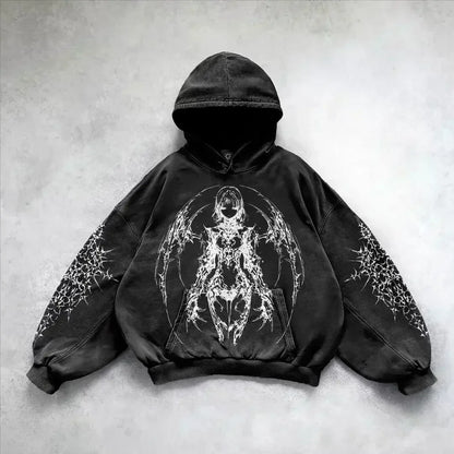 American Y2K New Hip Hop Trend Retro Hoodie Women Street Casual Loose Joker Vintage Sweatshirt Unisex Fleece Padded Warm Hoodie