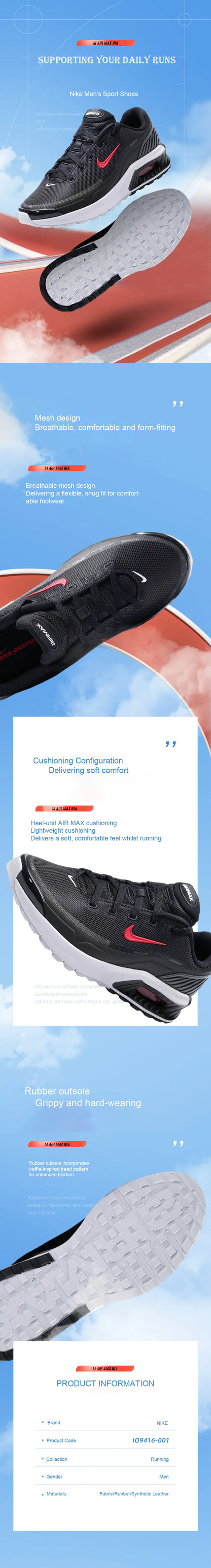 Chaussures de sport Nike pour homme Air Max Bia : chaussures à amorti pneumatique, absorbant les chocs, résistantes à l'usure, respirantes, chaussures de ville et de course à pied