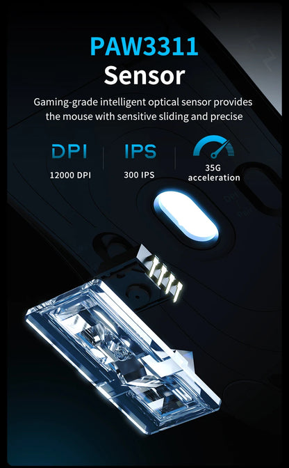 AJAZZ AJ179 V2 MAX Tri-mode Right-handed Mouse 56g Lightweight PAW3311 Sensor Huanuo Micro Switch Telink Microchip