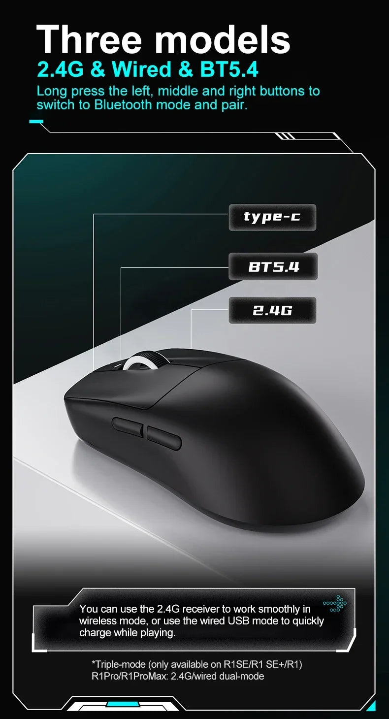 VXE Dragonfly R1 Pro MAX 2.4G Wireless Gaming Mouse PAW3395 26000DPI 3-mode Connection with Low Latency Wired Gaming Mouse