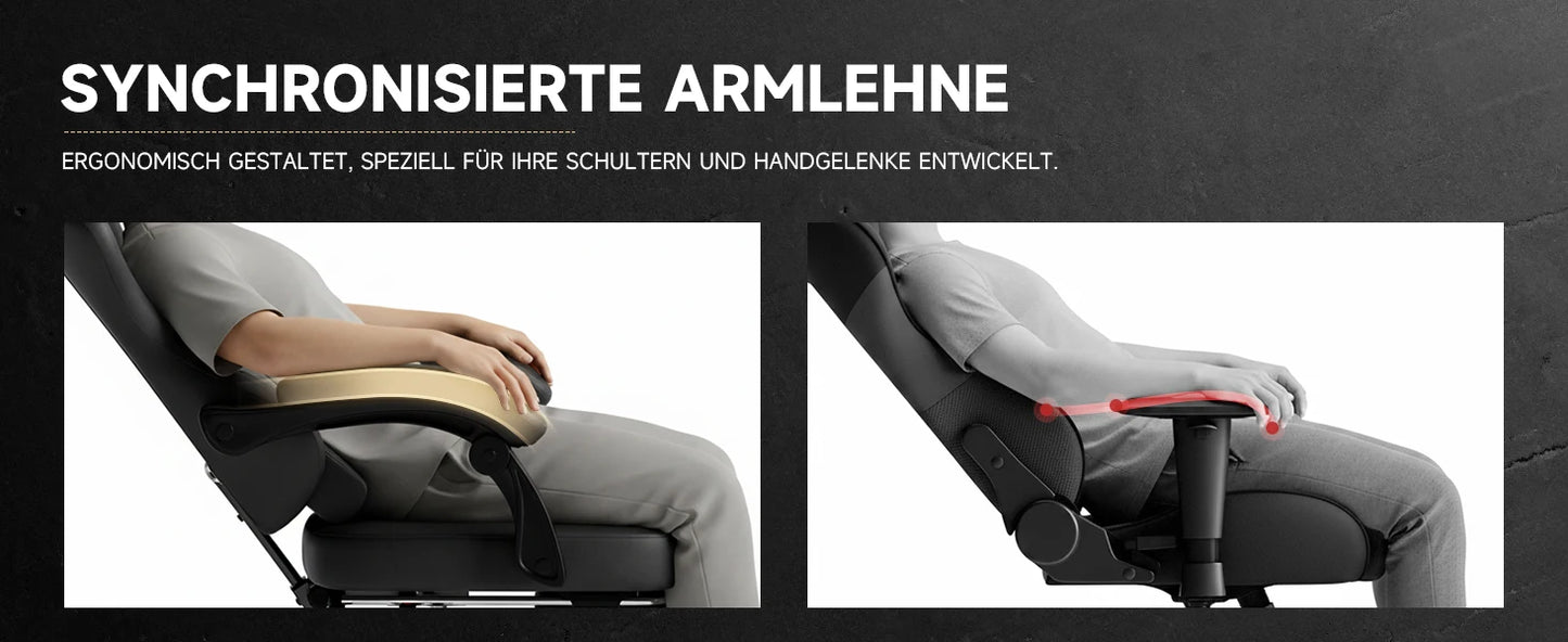 PINGGO Ergonomic Gaming Chair with Footrest Massage, PVC Leather PC Gaming Chair, Adjustable Reclining Office Chair with Lumbar Support