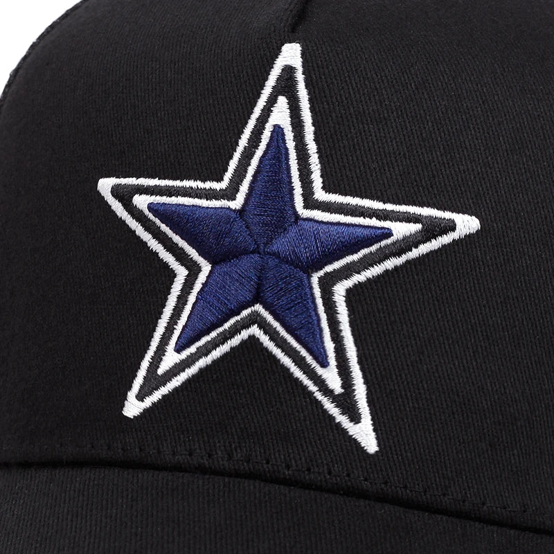 Prosta symboliczna pięcioramienna gwiazda Haftowana czapka baseballowa na świeżym powietrzu Letnia czapka z siateczką w stylu hip-hopowym Czapka typu trucker