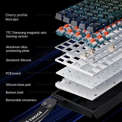 MCHOSE ACE 68 Gaming-Tastatur mit magnetischen Schaltern, Hall-Effekt, Rapid Trigger, programmierbarem RGB, 8K Hz, DKS/MT/TGL/RS/SOCD-Tastatur