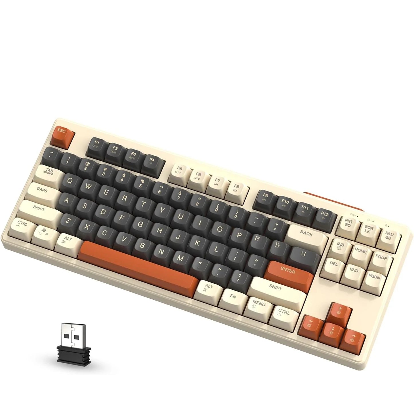 Tastiera gaming wireless Free Wolf M87 75% - Switch silenziosi, retroilluminazione Rainbow, BT/2.4G, copritasti PBT sfumati, design compatto