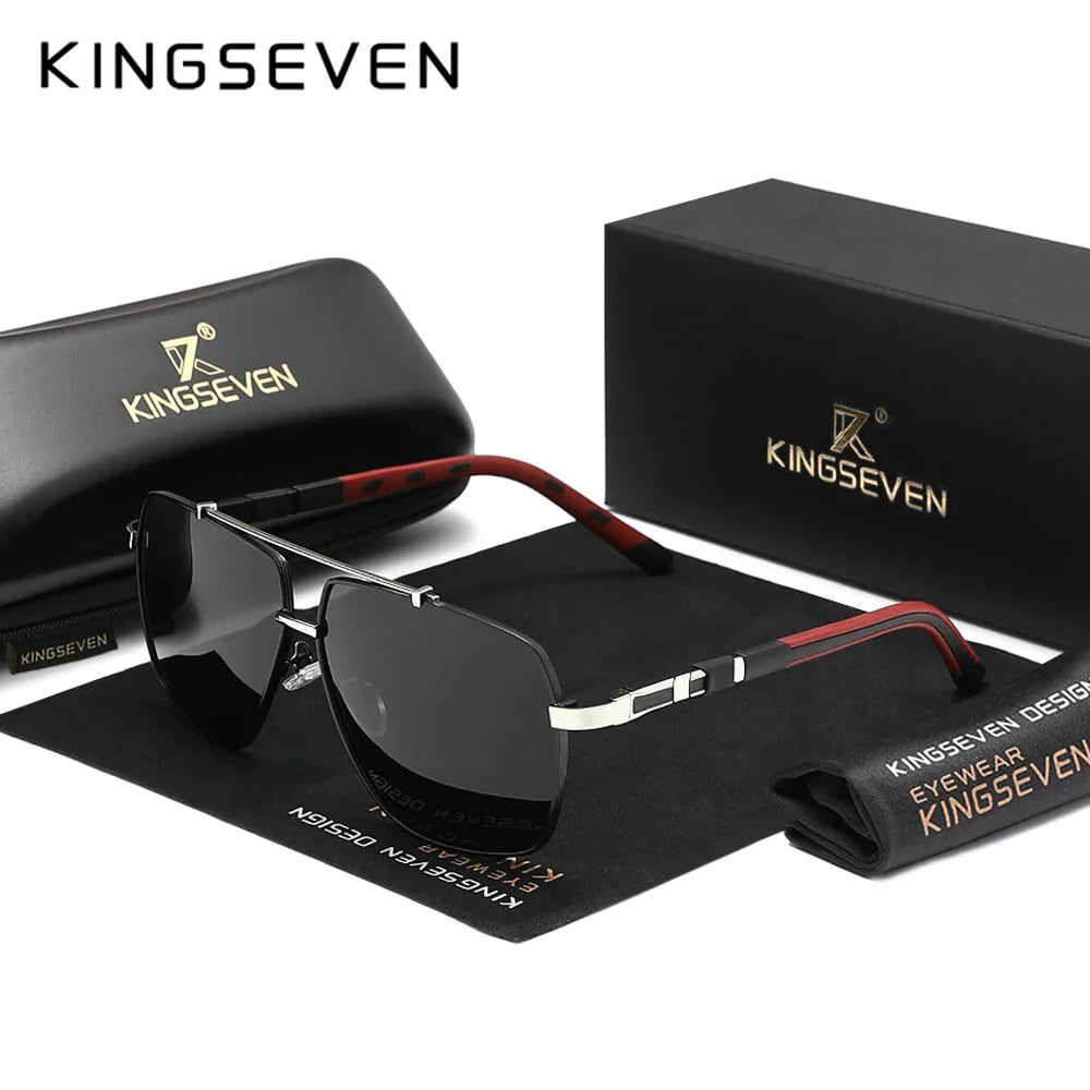 KINGSEVEN Nové luxusní sluneční brýle pro muže a ženy, UV400, čtvercový velký rám, polarizované skla, outdoorové, ležérní, módní, řidičské brýle