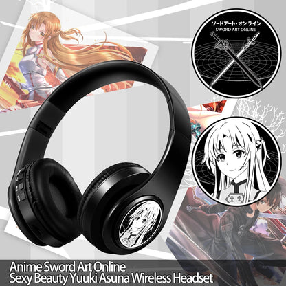 Cuffie anime over-ear Miku Nakano Sanjiu Bluetooth 5.0 – Headset gaming stereo wireless con bassi profondi, microfono e supporto per scheda TF