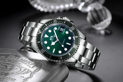 Automatic Mens Watch Mechanical Movement Stainless Steel Gold Silver Green Red Dial Date Strong Luminous Luxury Watches