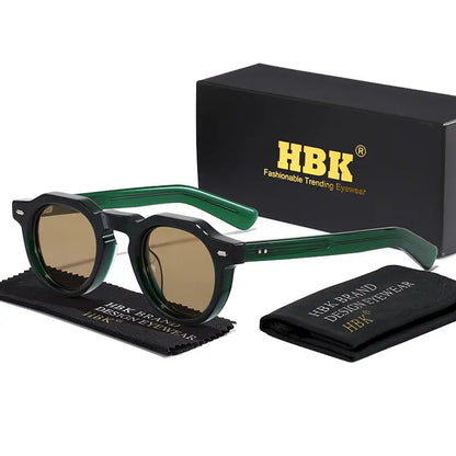 HBK Vintage – jednoduché kulaté pánské sluneční brýle s malým rámem, vysoce kvalitní acetátový rám, sluneční brýle pro ženy, na večírky, na cestování i do přírody