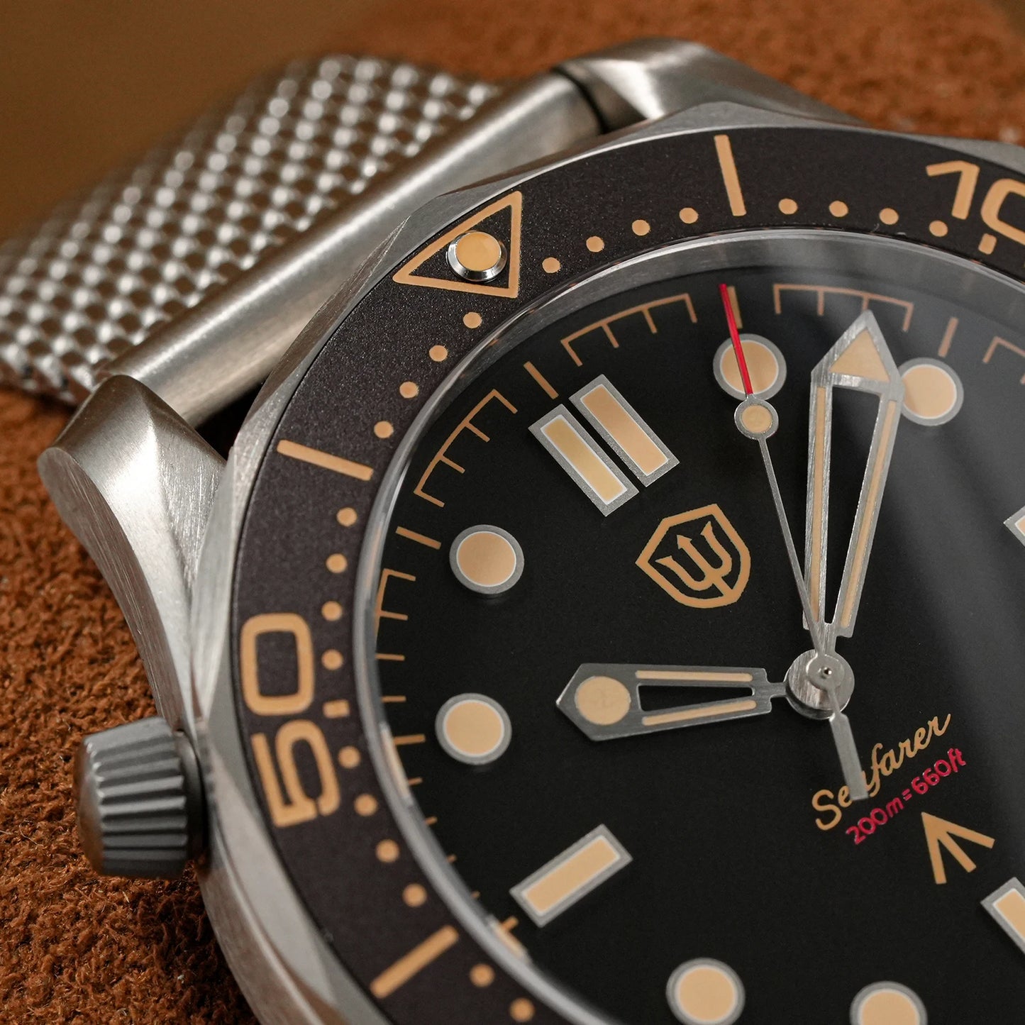 Watchdives 42mm Seafarer Grade 2 Titanium NTTD Dive Watch WD007Q V2 VH31 Sweep Second Quartz Movement Luminous Sapphire Watches