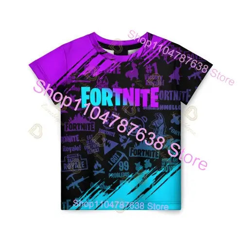 2PCS Suits F-Fortnited Victory 3D T-shirt Shorts Kids Tops Girls Boys Battle Royale Clothes Harajuku Tees Hero Children T Shirt