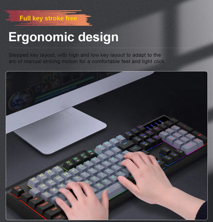 E-YOOSO Z14 RGB USB Mechanical Gaming Wired Keyboard Red Switch 104 Key Russian Brazilian Portuguese Gamer for Computer laptop