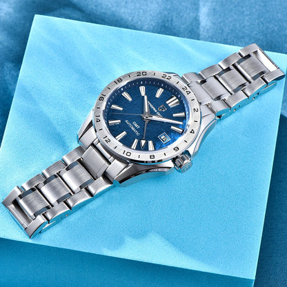 Pagani Design Men's Luxury GMT Automatic Watch Stainless Steel Case Sapphire Glass 100m Waterproof Mechanical Business Watch