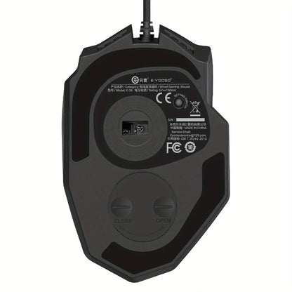 E-YOOSO X-39 Programmable Gaming Mouse, Wired RGB Mouse with 18 Buttons, 8 Removable Weights, 5 DPI, Ergonomic Grip for Computer
