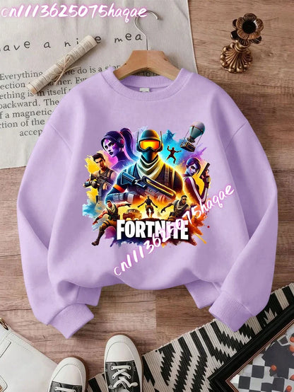 Fortnites Series Kinder-Sweatshirts, trendige Langarm-Pullover für Jungen und Mädchen, Herbst/Winter, Cartoon-Kinderkleidung, Geburtstagsgeschenke
